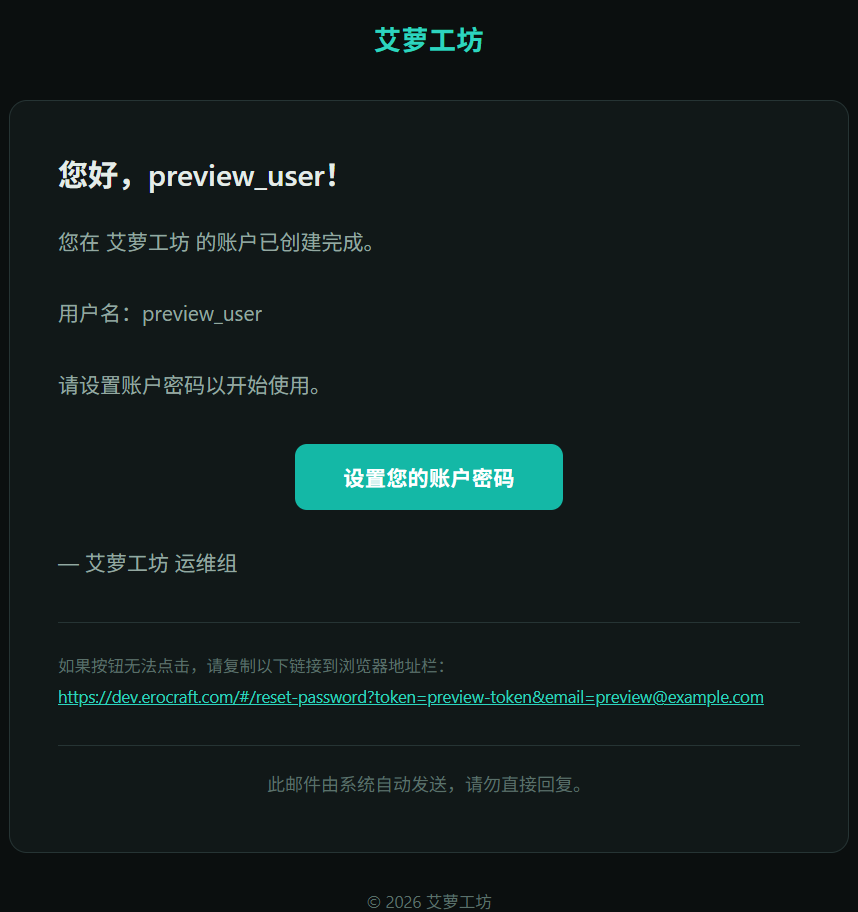 设置密码邮件